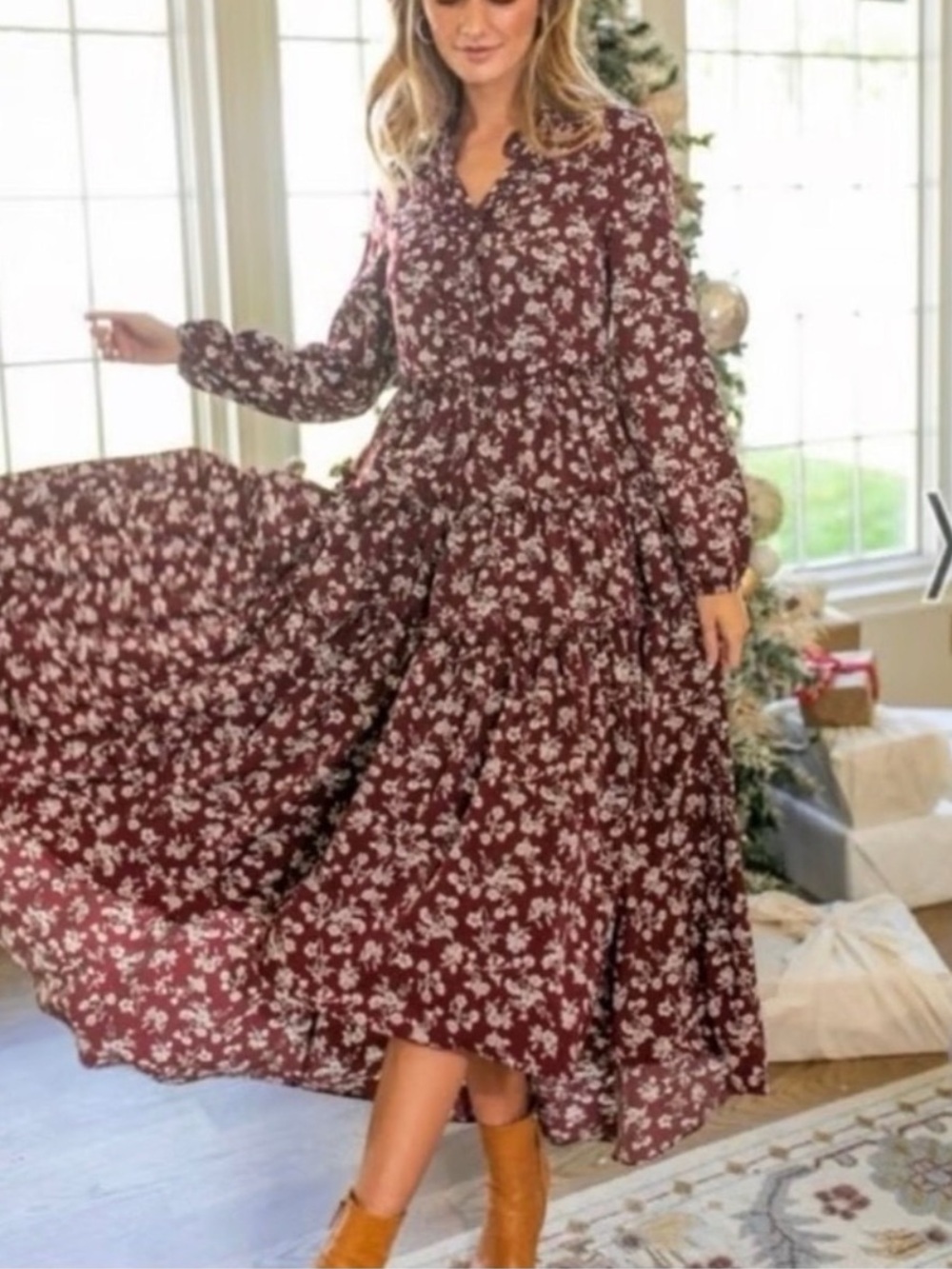 Women’s Ivy City Co. Lisabeth Burgundy Floral Dress Size S